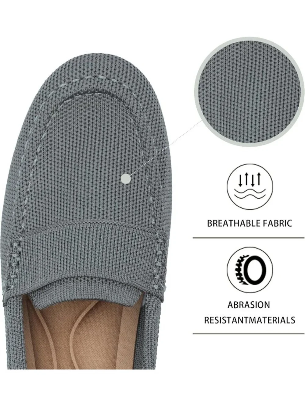🆕Women's Dark Grey Lightweight Knitted Loafers Casual Flat Shoes Comfortable